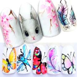 Special Set #5 -12 Sheets Per Pack | Cute Animals And Flora Theme Nail Art Decals