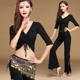 Modern Style V2 - Open Belly Top, Belt, And Pants Dance Set